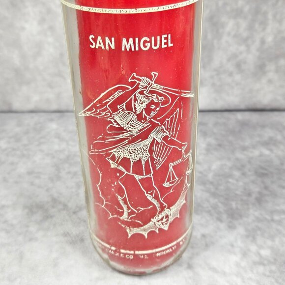 Prayer to Saint Michael Angel San Miguel Red Glass Candle Botanica Shamanic 8.5" - Picture 3 of 11
